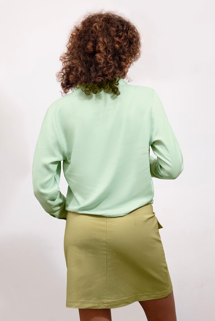 Stretch Cotton Blended Mini Skirt