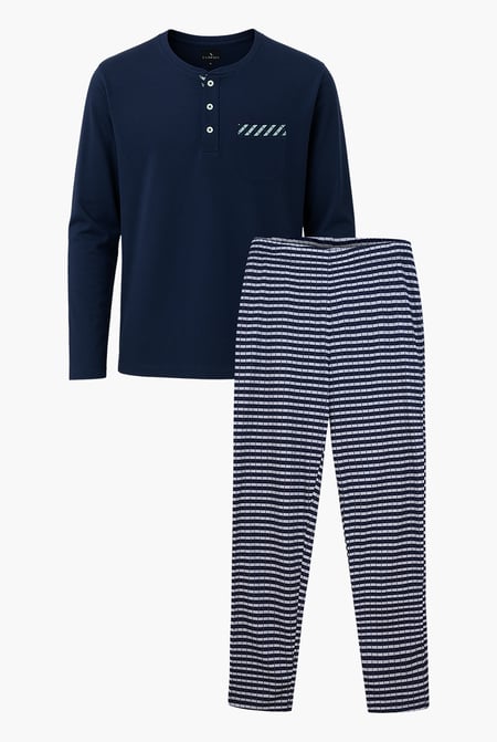 Navy Cotton Rich Jersey Pyjamas Set