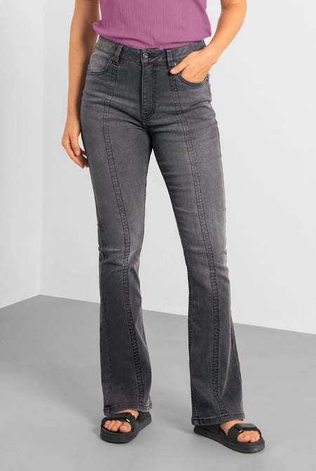 Womens Grey Grey Stretch Flare Jeans