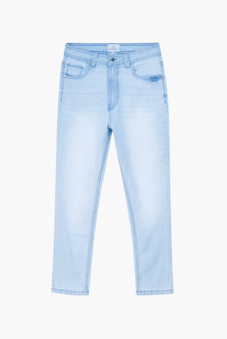 Light Blue Mid Waist Ankle Length Jeans