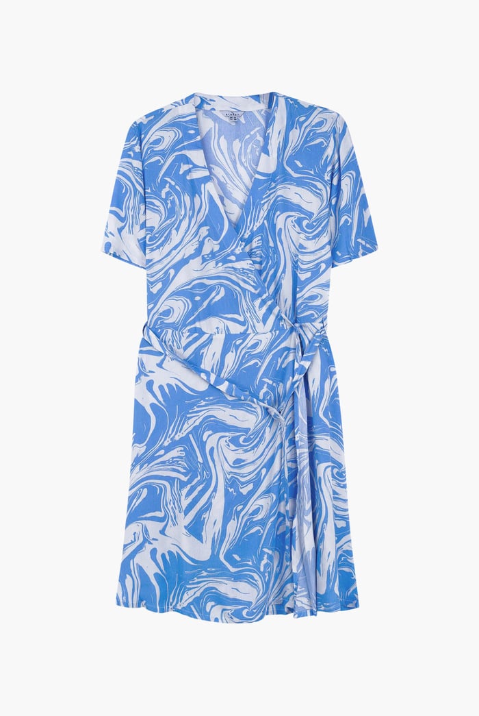 Fluid Print Wrap Dress