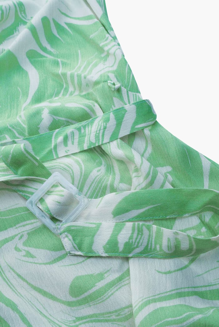 Fluid Print Wrap Dress
