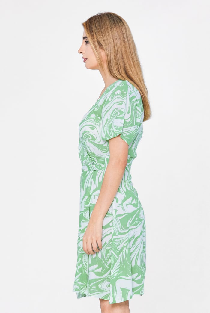 Fluid Print Wrap Dress