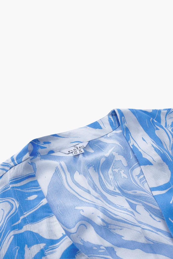 Fluid Print Wrap Dress
