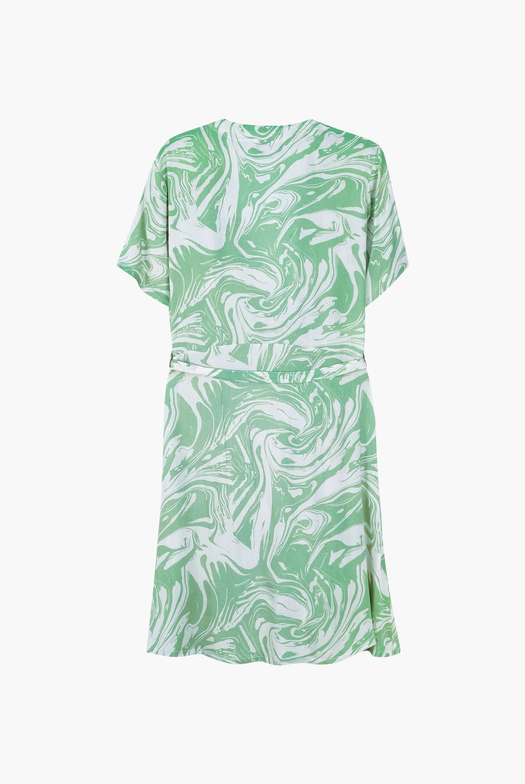 Fluid Print Wrap Dress