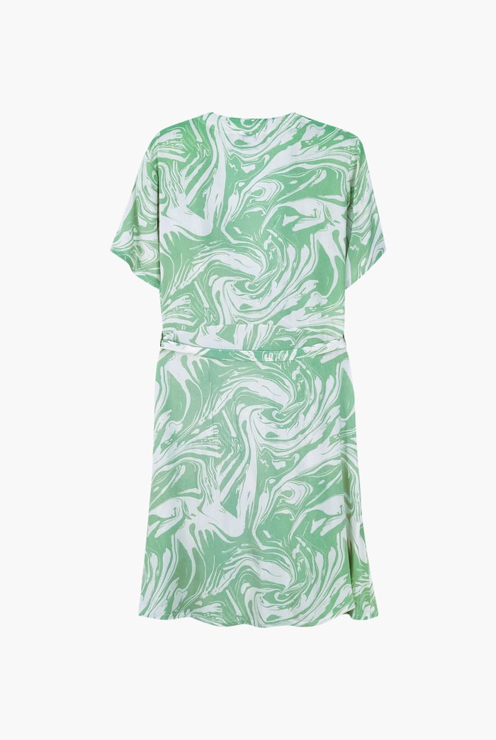 Fluid Print Wrap Dress