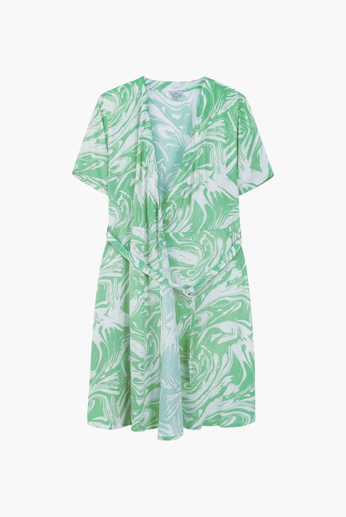 Fluid Print Wrap Dress