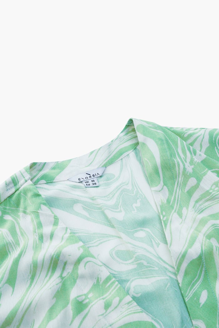 Fluid Print Wrap Dress
