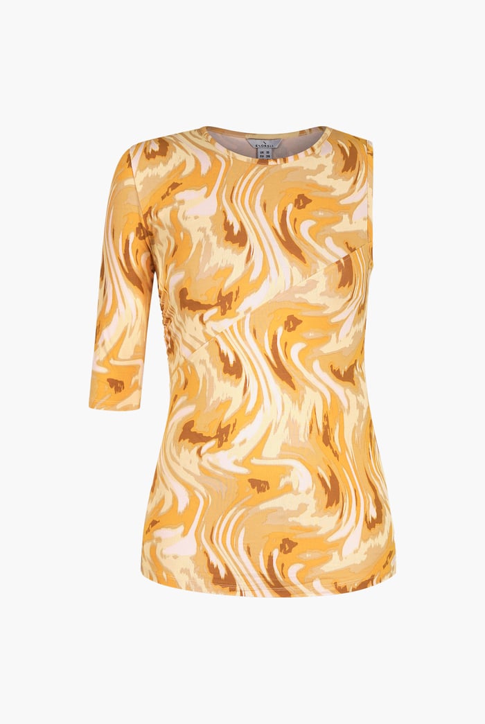Womens One-Shoulder Fluid Printed Tops