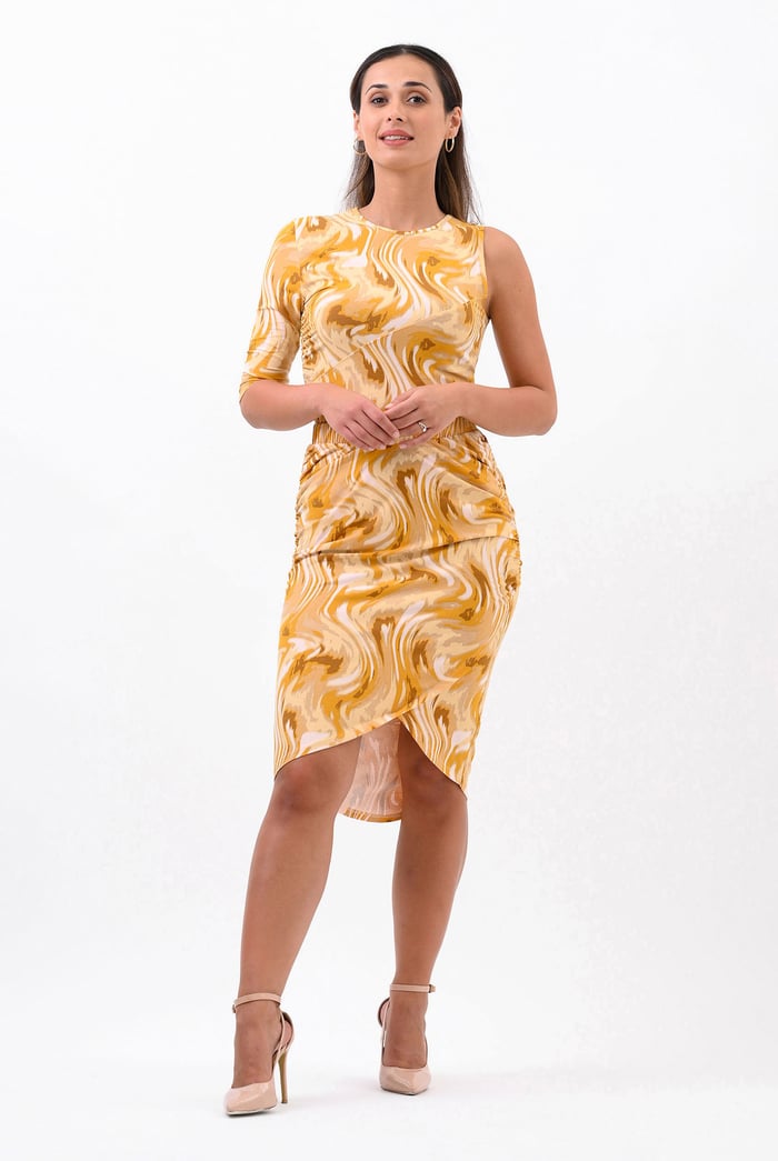 Womens One-Shoulder Fluid Printed Tops