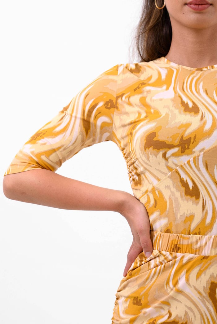 Womens One-Shoulder Fluid Printed Tops