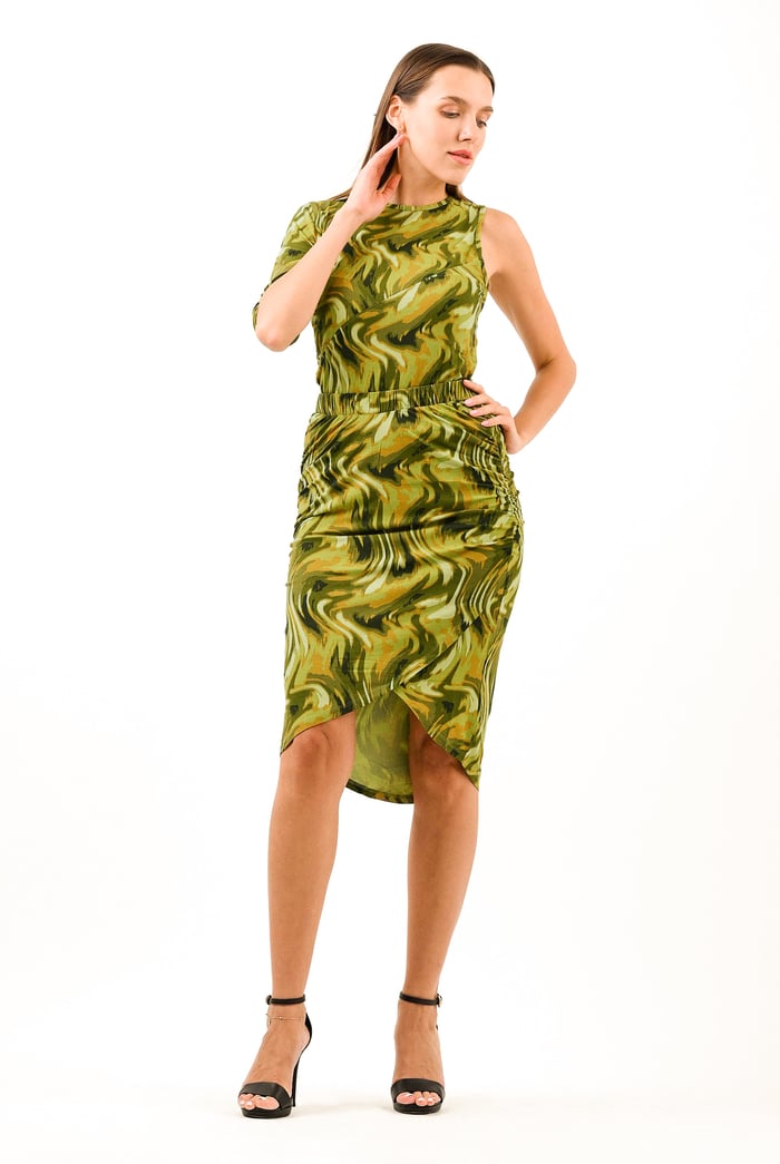 Womens One-Shoulder Fluid Printed Tops