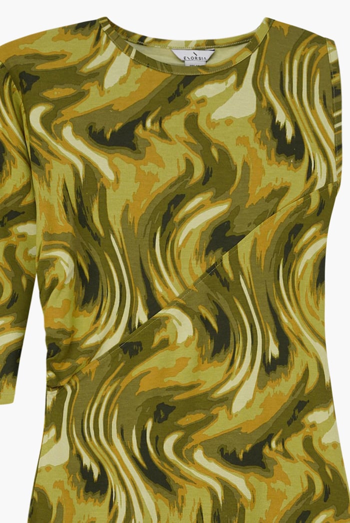Womens One-Shoulder Fluid Printed Tops