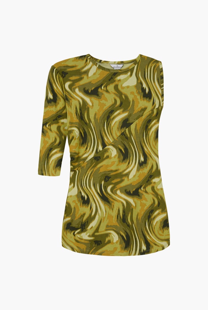 Womens One-Shoulder Fluid Printed Tops