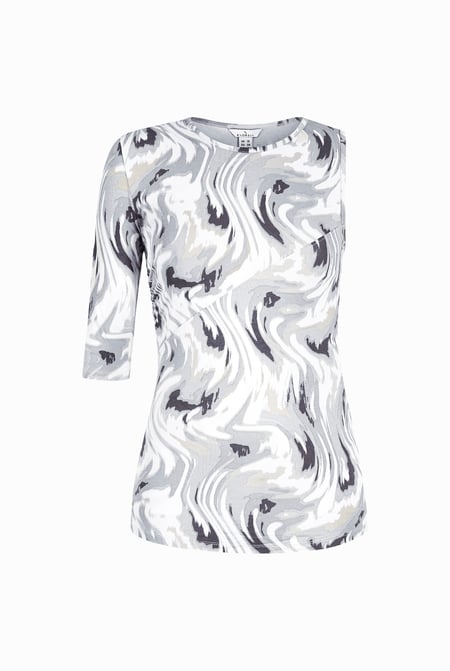 Womens White One-Shoulder Fluid Printed Tops