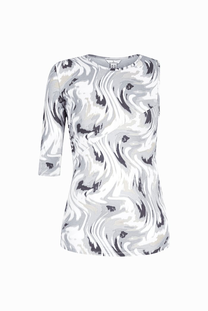 Womens One-Shoulder Fluid Printed Tops