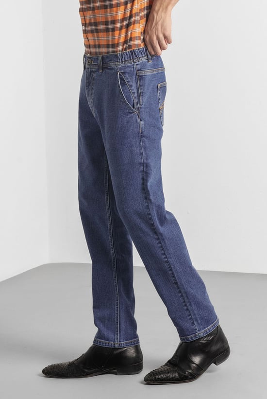 Mens Elasticated Waist Straight fit Jeans