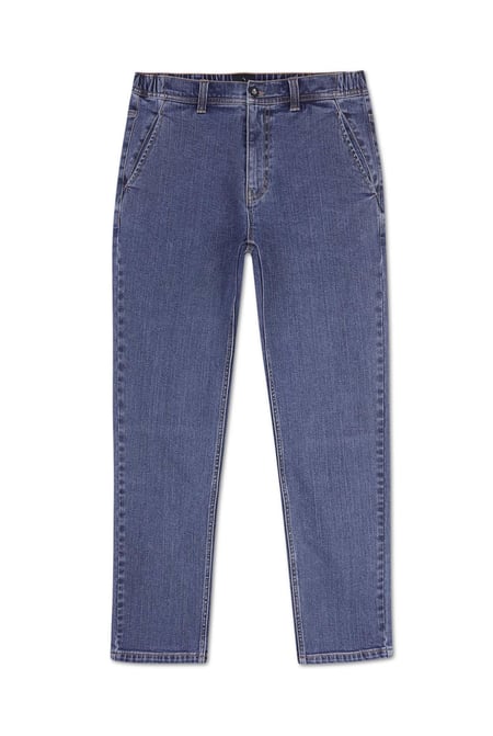 Mens Blue Elasticated Waist Straight fit Jeans