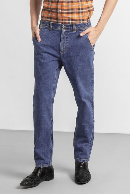 Mens Black Elasticated Waist Straight fit Jeans