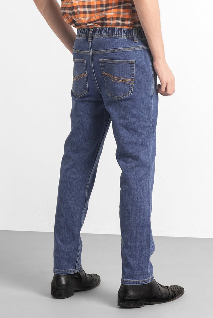 Mens Elasticated Waist Straight fit Jeans