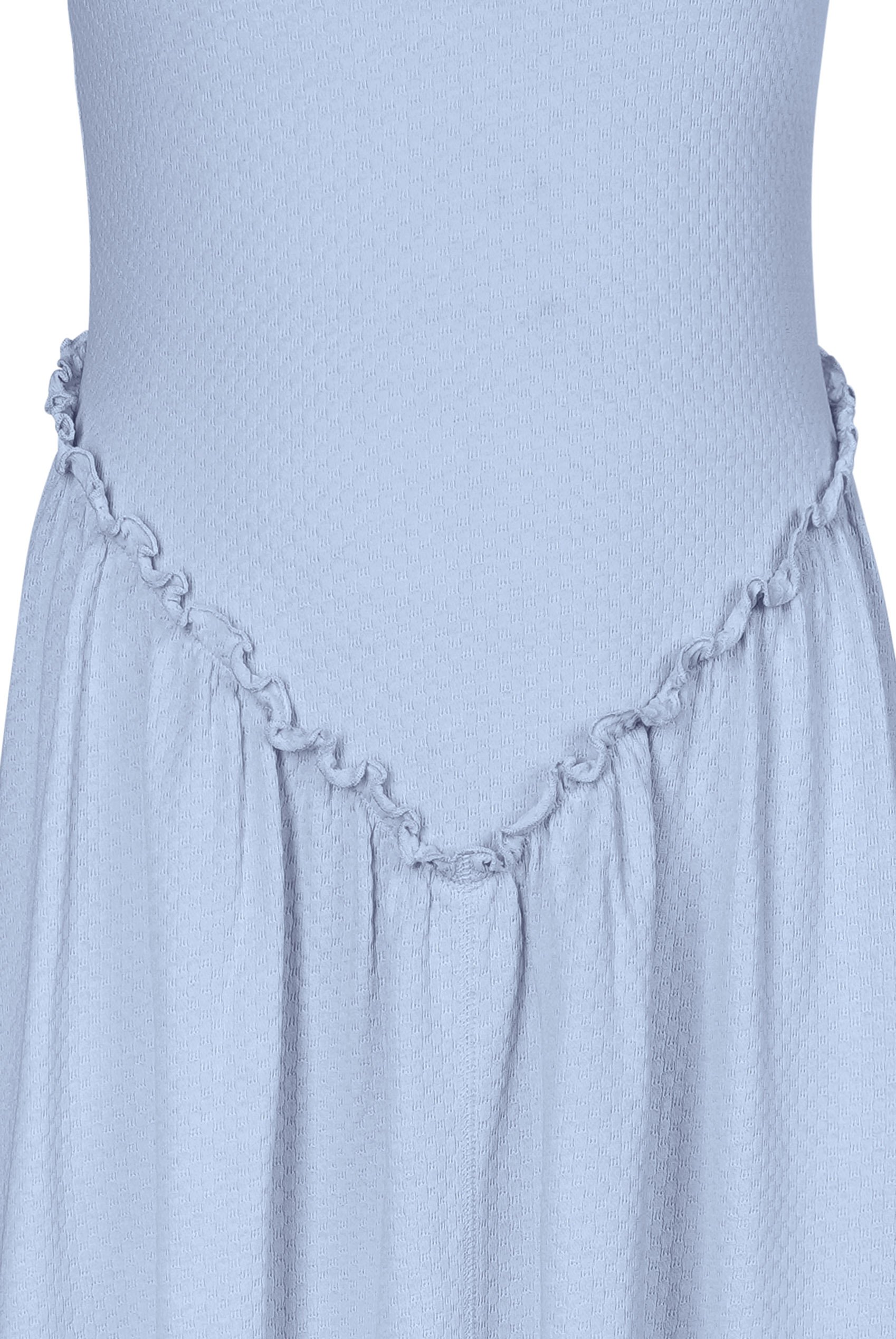 Frills Details-Rounded Neck Sleeveless Jersey Midi Dress