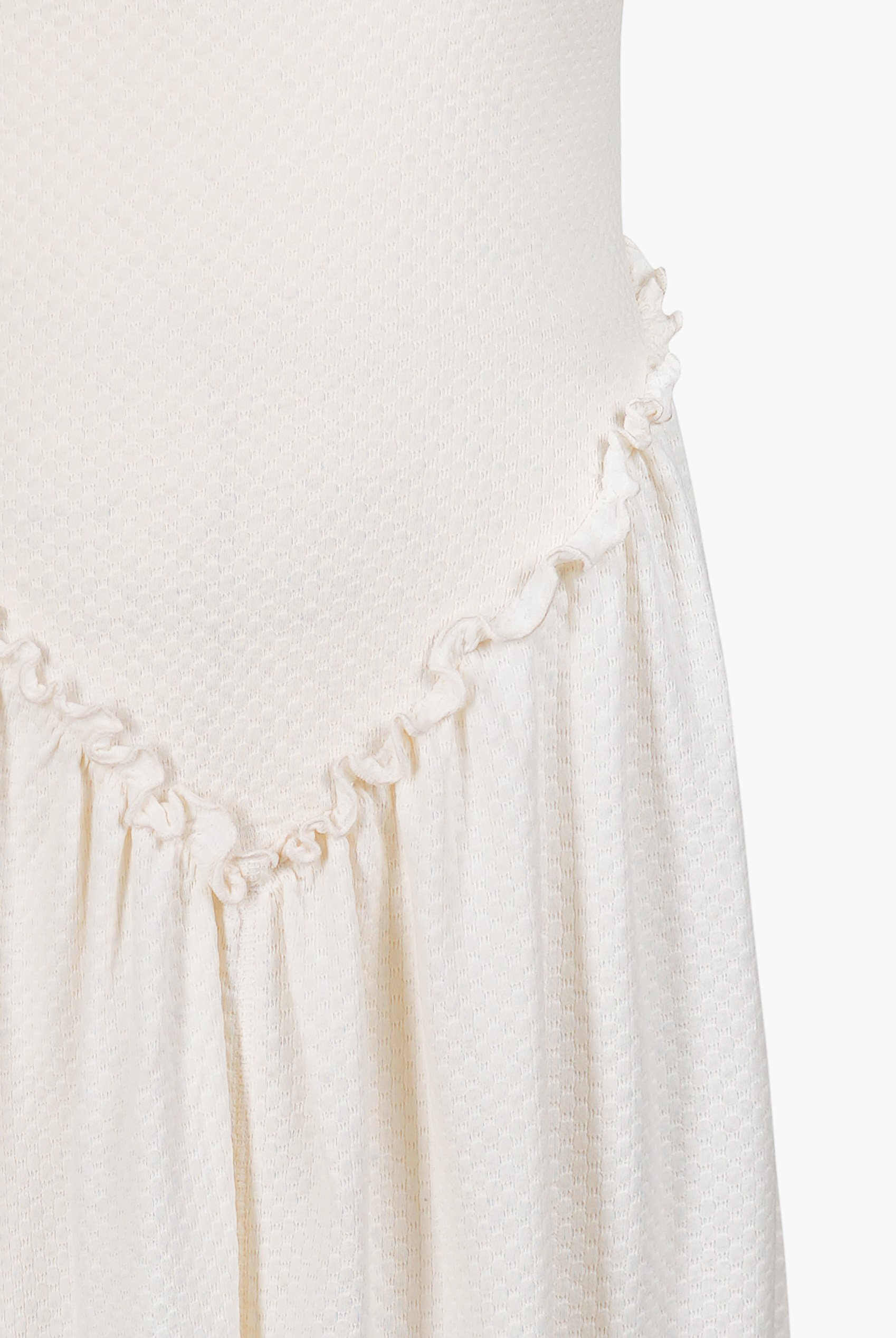 Frills Details-Rounded Neck Sleeveless Jersey Midi Dress
