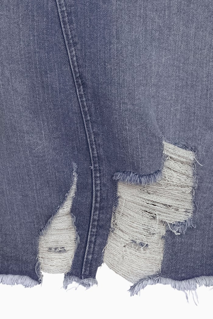 Women's Distressed Hem Denim Skirt
