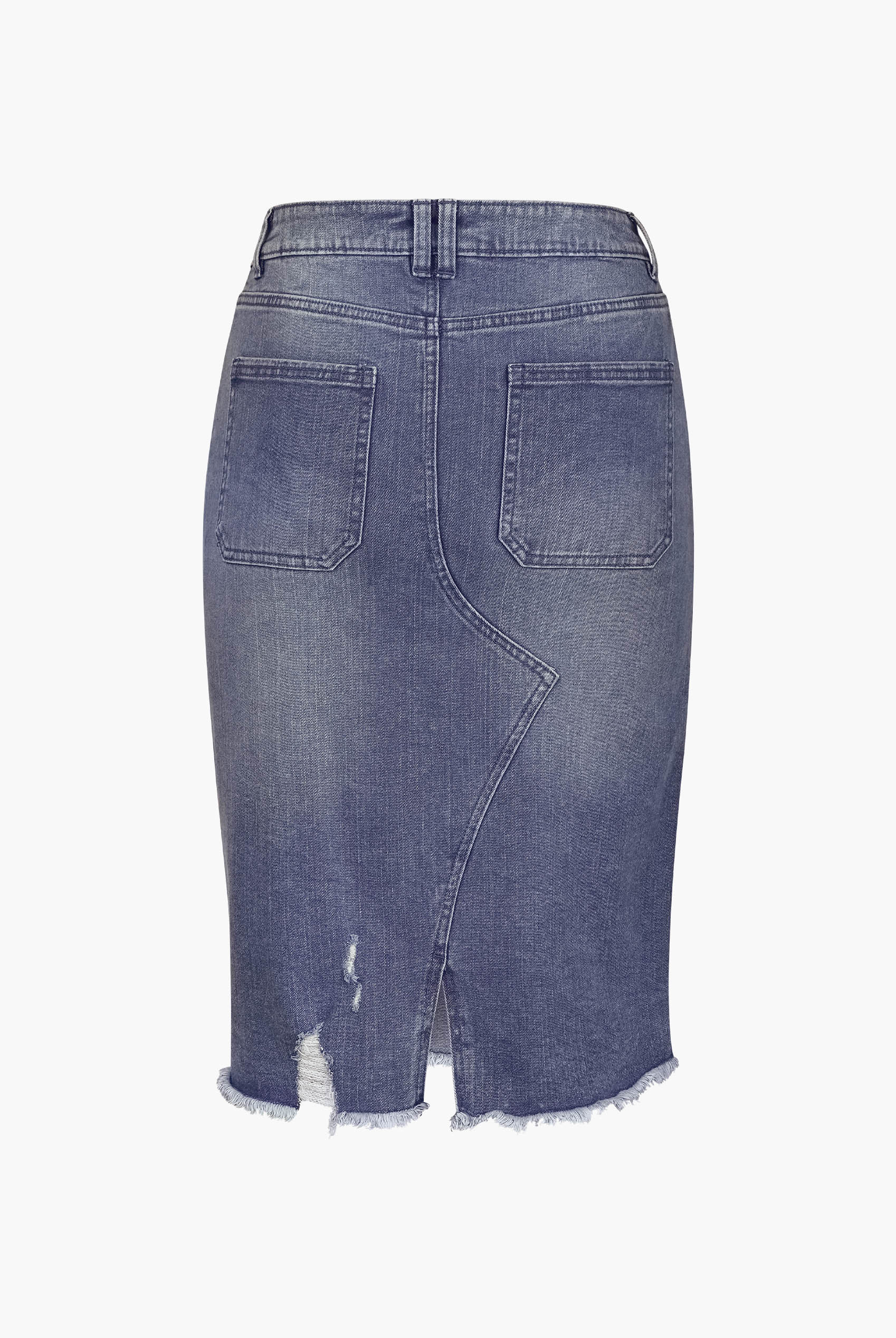 Women's Distressed Hem Denim Skirt