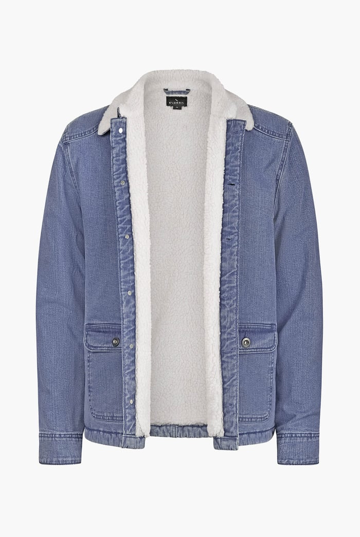 Men's Borg Lined Blue Denim Jacket