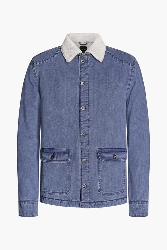Men's Borg Lined Blue Denim Jacket