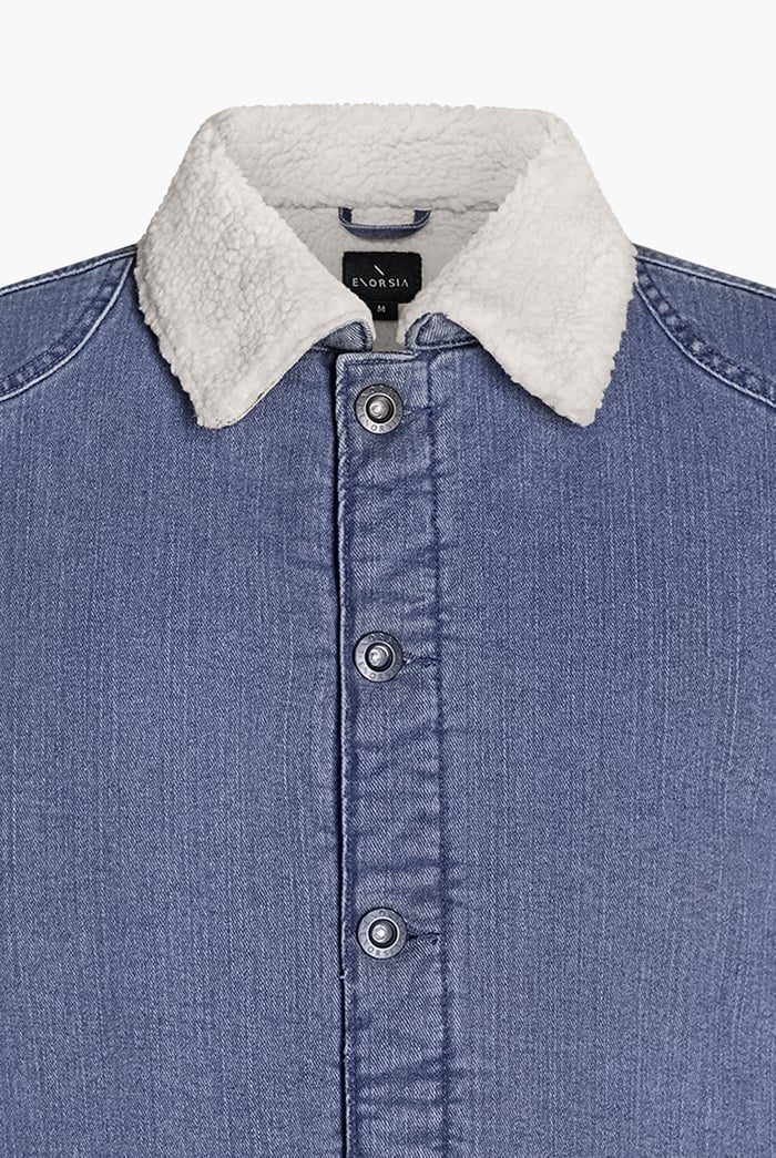 Men's Borg Lined Blue Denim Jacket