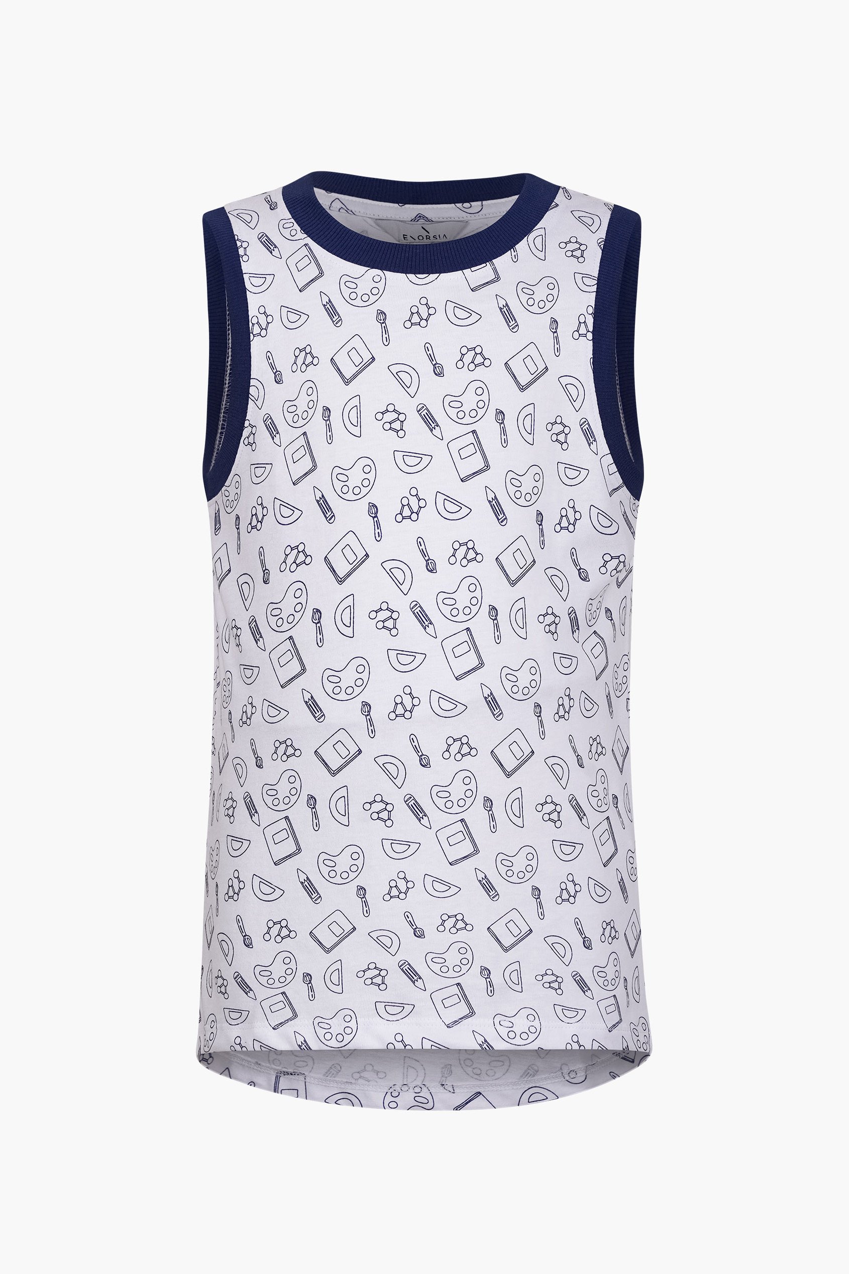 Contrast Neck Pencil Printed Boys Vest (6yrs-11yrs)
