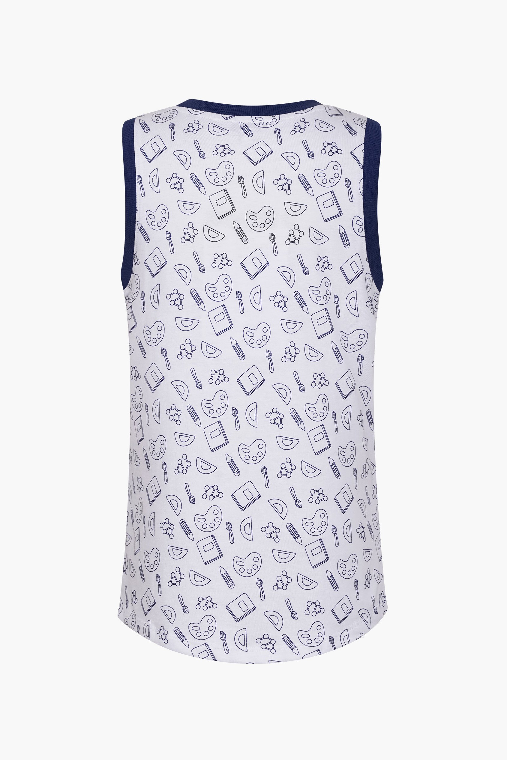 Contrast Neck Pencil Printed Boys Vest (6yrs-11yrs)