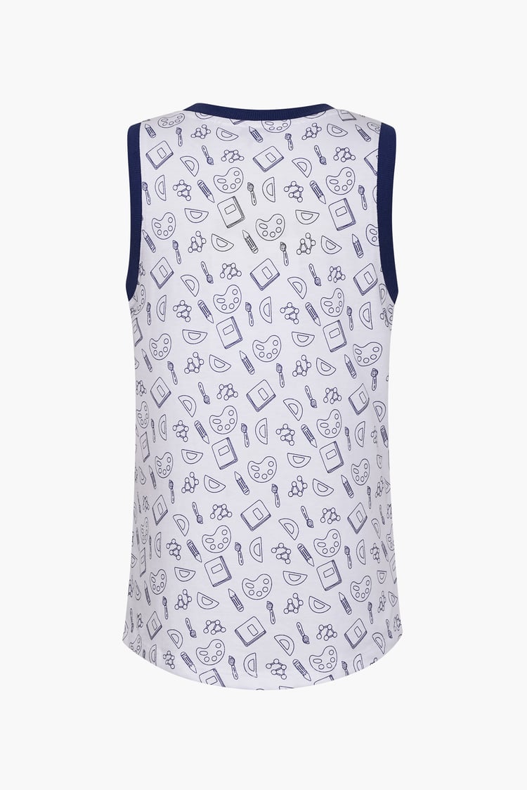 Contrast Neck Pencil Printed Boys Vest (6yrs-11yrs)