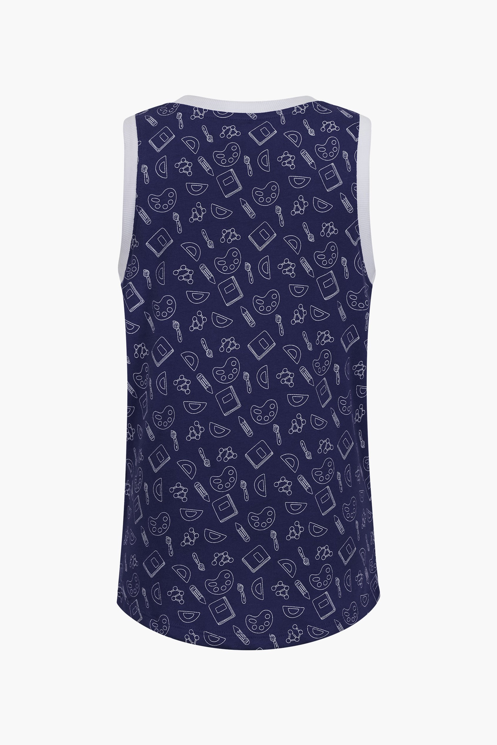 Contrast Neck Pencil Printed Boys Vest (6yrs-11yrs)