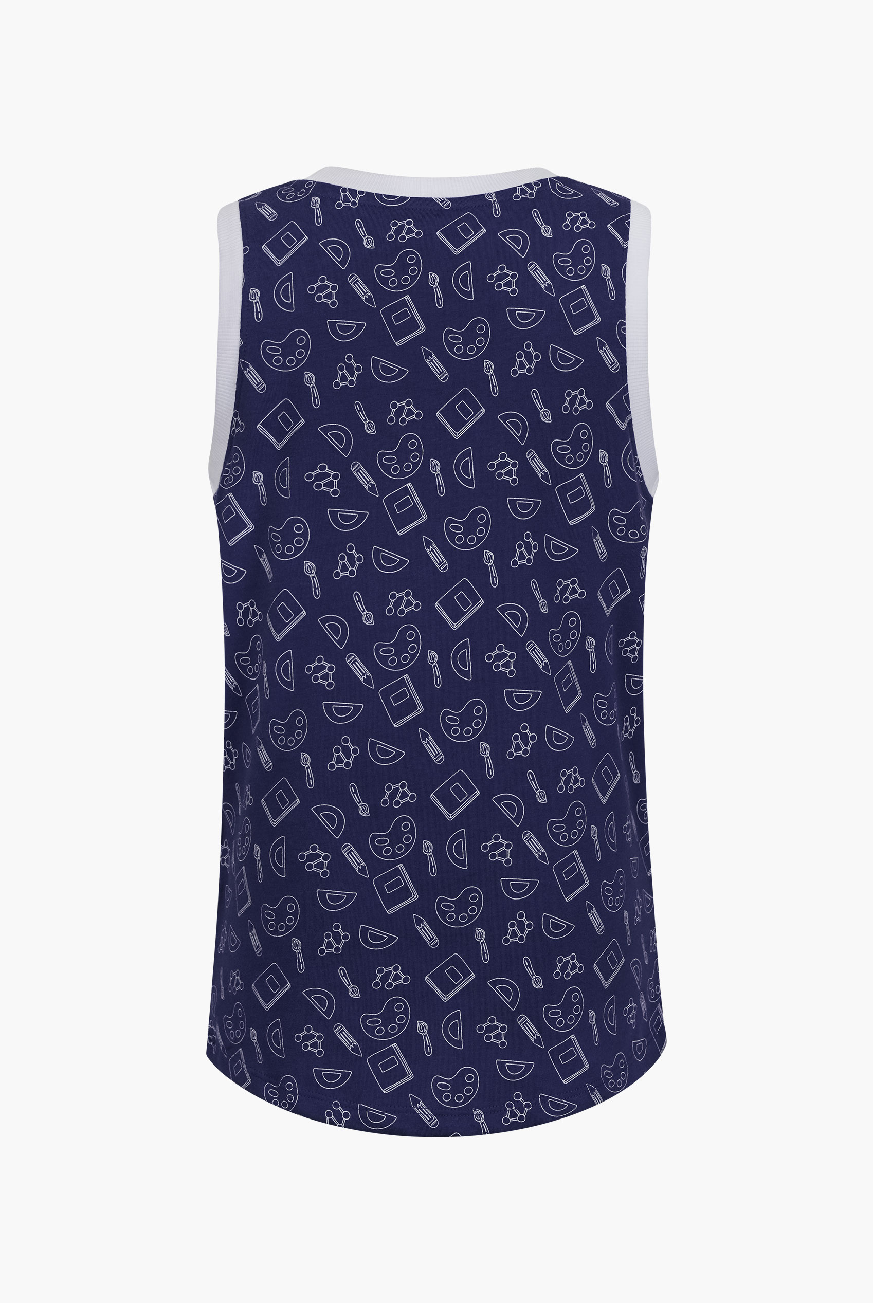 Contrast Neck Pencil Printed Boys Vest (6yrs-11yrs)