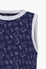 Contrast Neck Pencil Printed Boys Vest (6yrs-11yrs)
