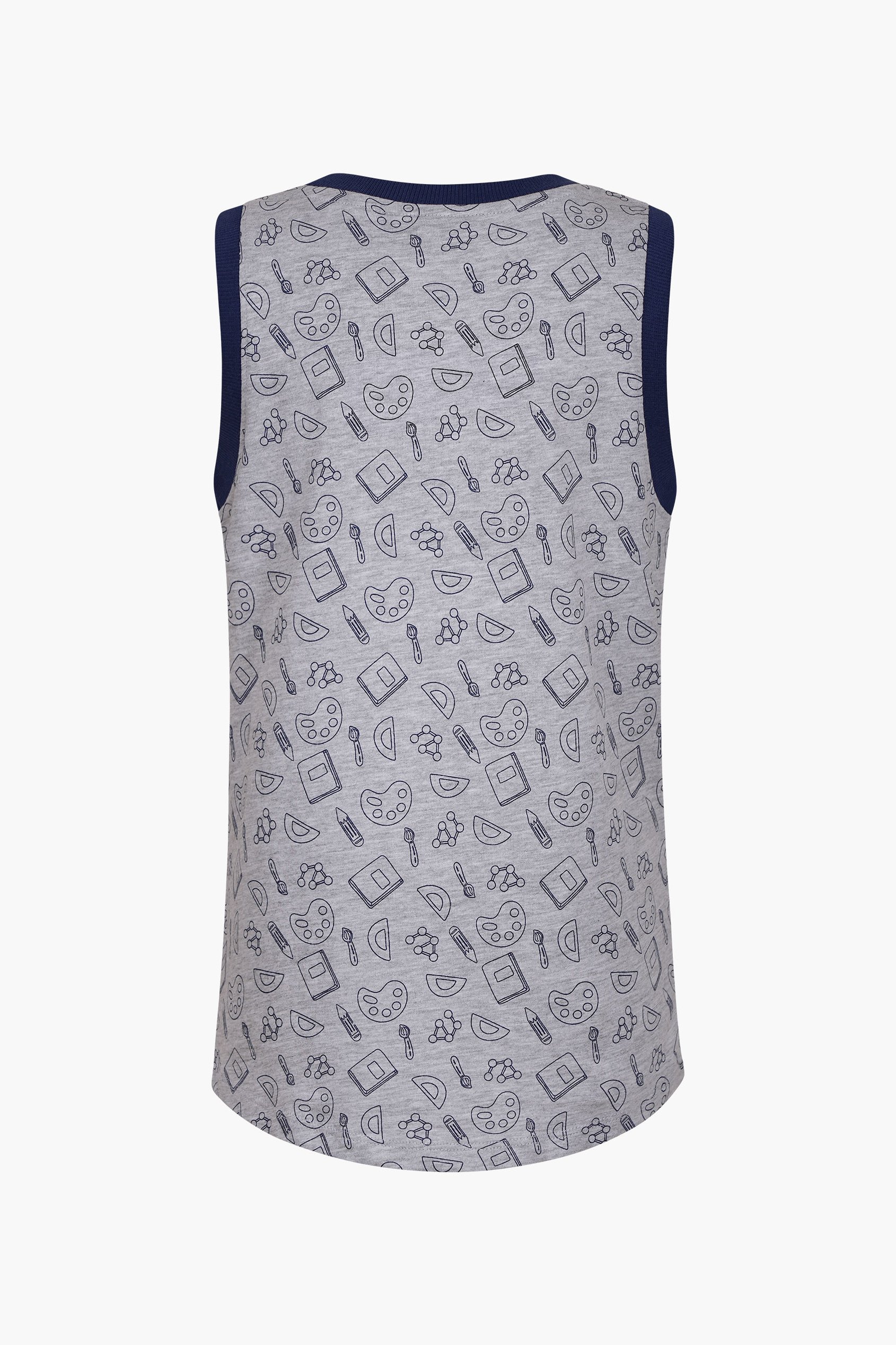 Contrast Neck Pencil Printed Boys Vest (6yrs-11yrs)