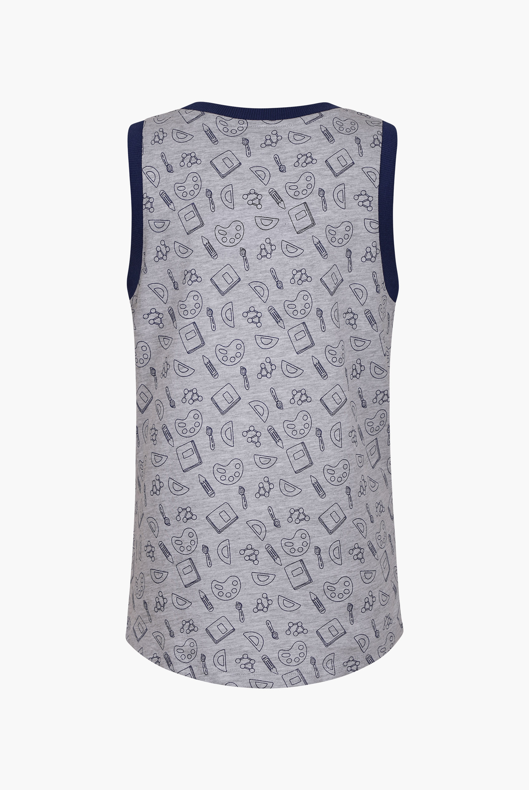 Contrast Neck Pencil Printed Boys Vest (6yrs-11yrs)