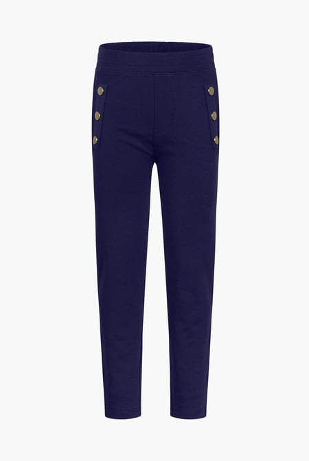 Girl's Deep Blue Button Details Leggings (5yrs - 11yrs)