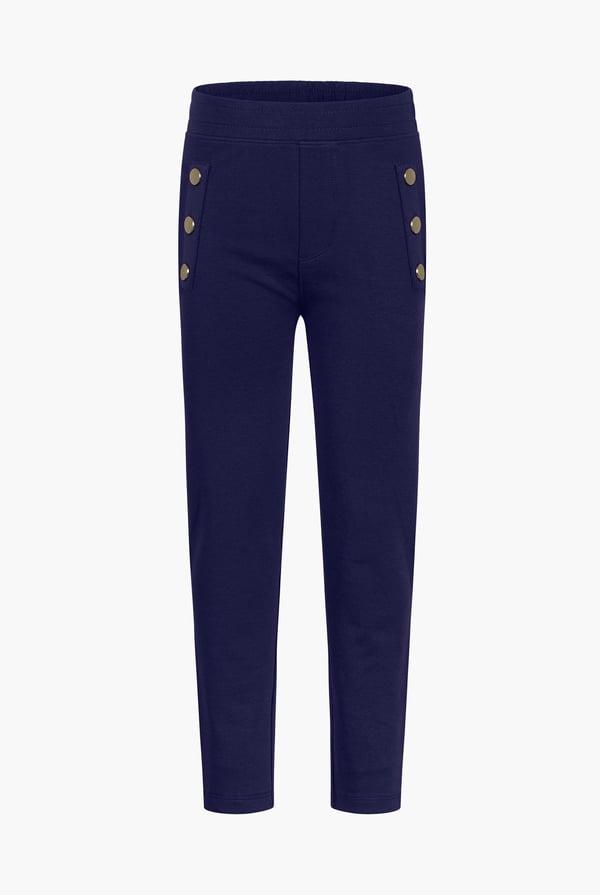Girl's Deep Blue Button Details Leggings