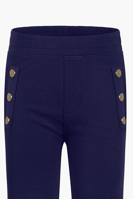 Girl's Deep Blue Button Details Leggings (5yrs - 11yrs)