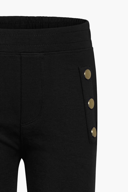 Girl's Black Button Details Leggings (5yrs - 11yrs)