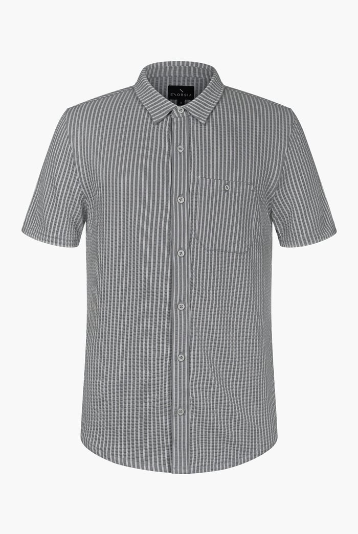 Jersey Seersucker Stripe Short Sleeve Shirt