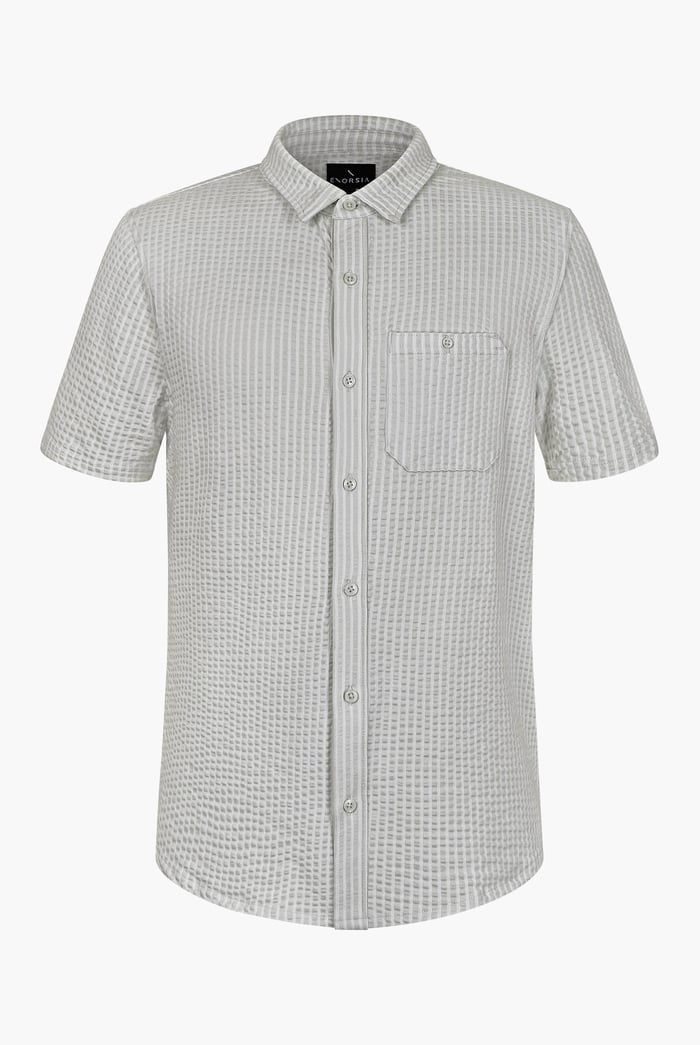 Jersey Seersucker Stripe Short Sleeve Shirt