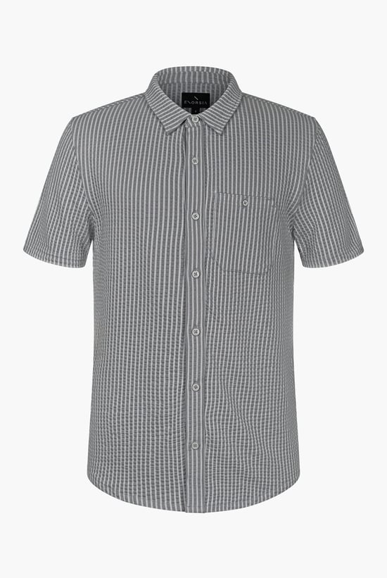 Jersey Searsucker Stripe Short Sleeve Shirt