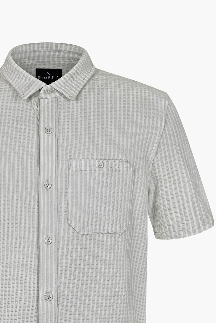 Jersey Seersucker Stripe Short Sleeve Shirt