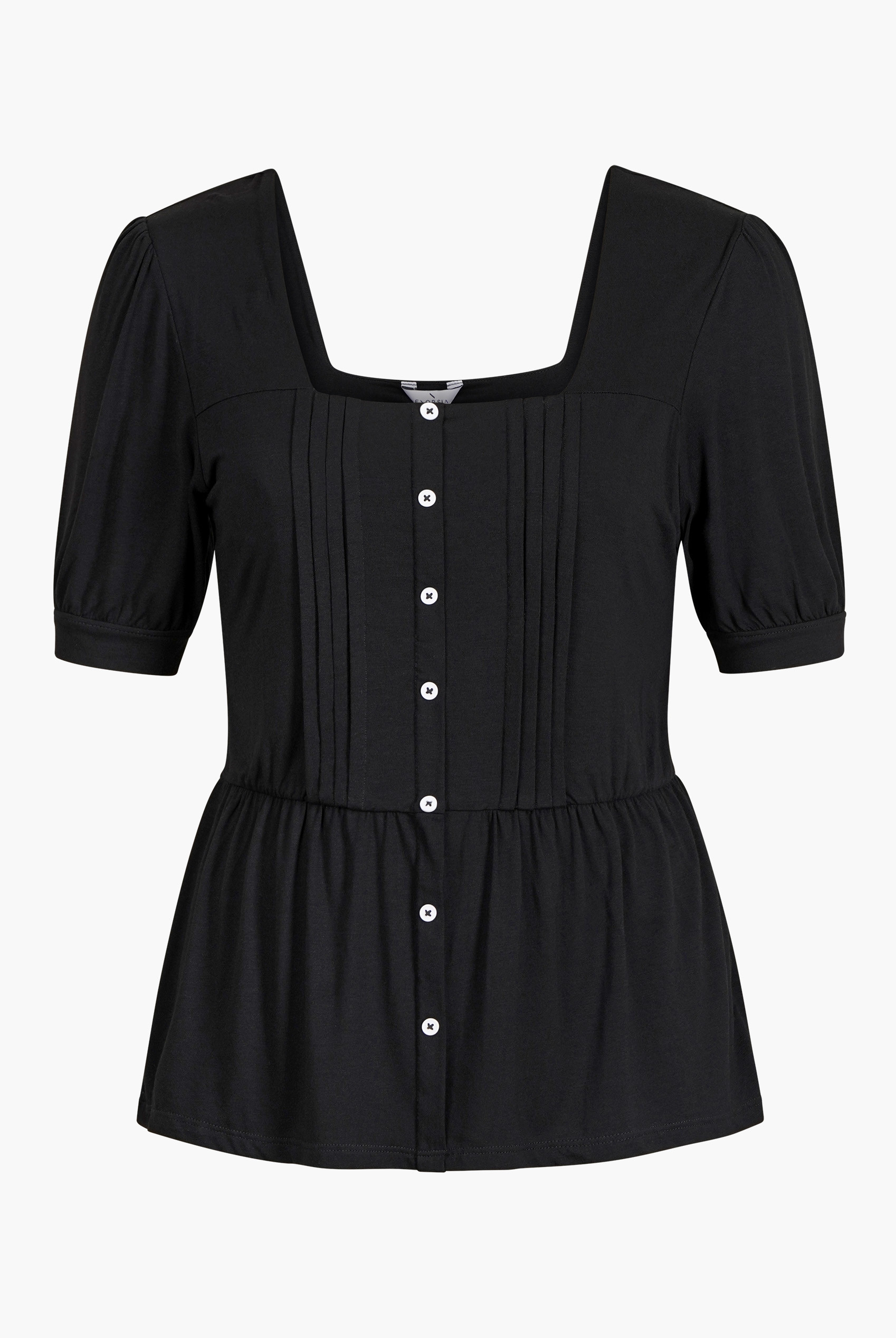 Puff Sleeves Square Neck Jersey Tops