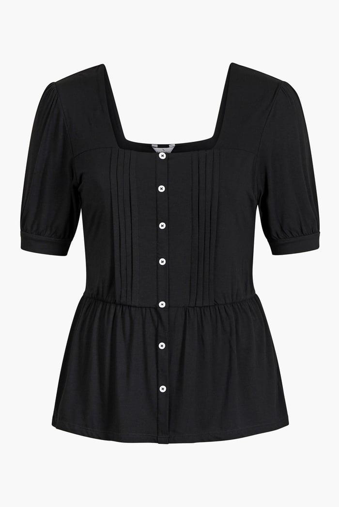 Puff Sleeves Square Neck Jersey Tops