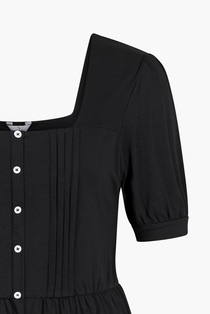 Puff Sleeves Square Neck Jersey Tops